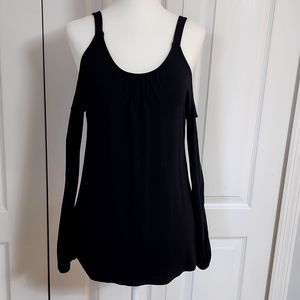 Black, Red Haute cold shoulder shirt. XS